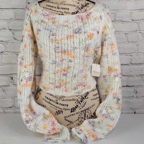 'FREE PEOPLE' SUNSET CLOUD CROPPED SWEATER - Picture 2 of 16